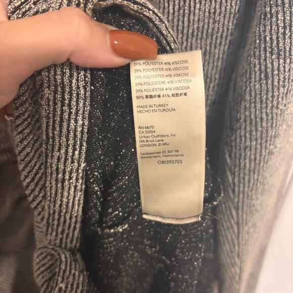 Anthropologie Womens Medium Gray Ribbed Knit Ruched Button Front Midi Dress - Picture 7 of 13